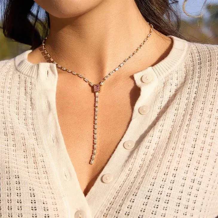 CZ Y Drop Lariat Necklace suppliers