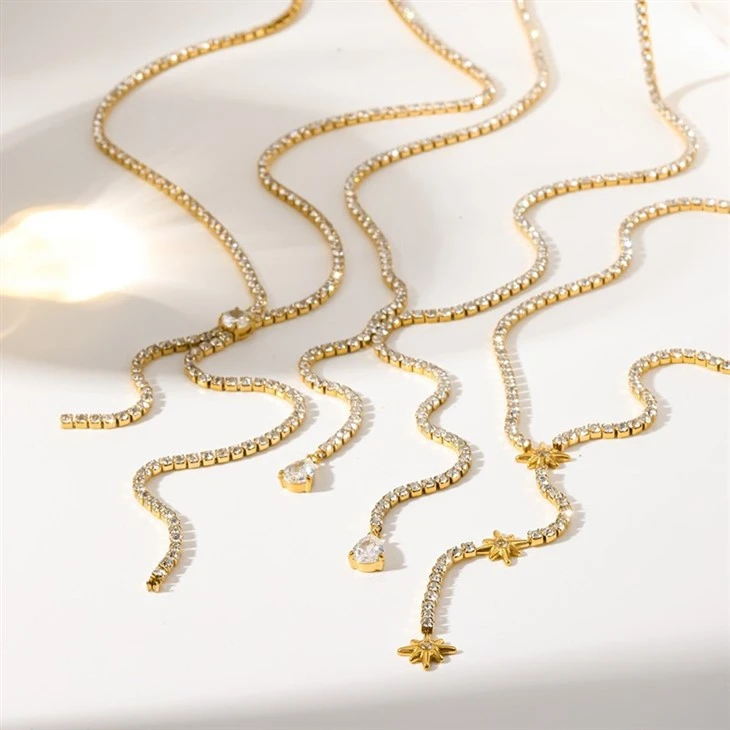 CZ Y Drop Tennis Chain Necklace best
