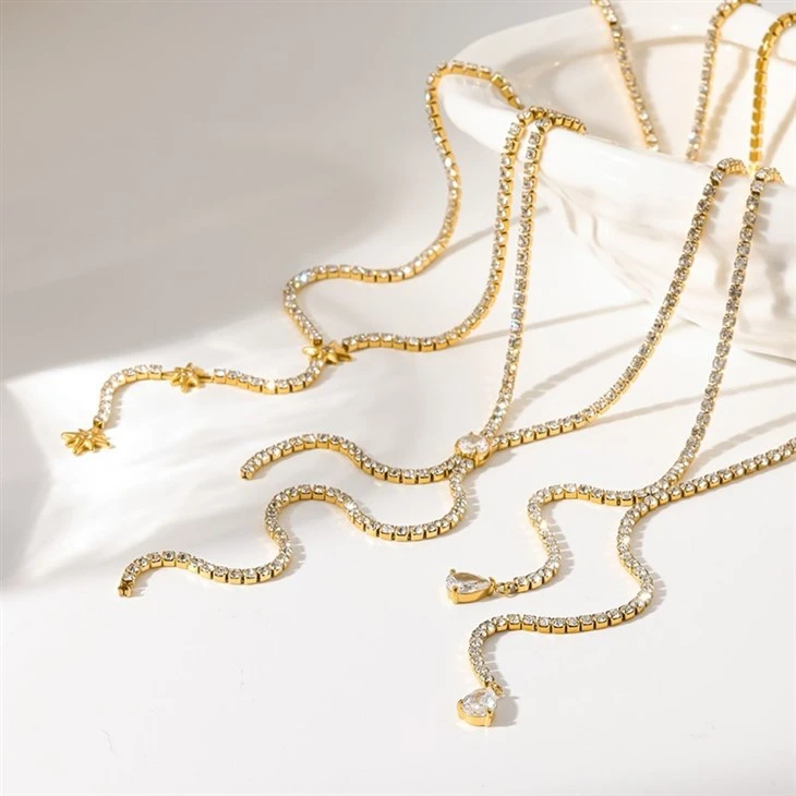 CZ Y Drop Tennis Chain Necklace factory