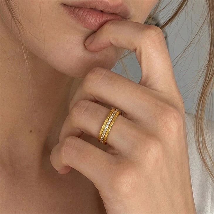 Detachable Zircon Stainless Steel Ring Set