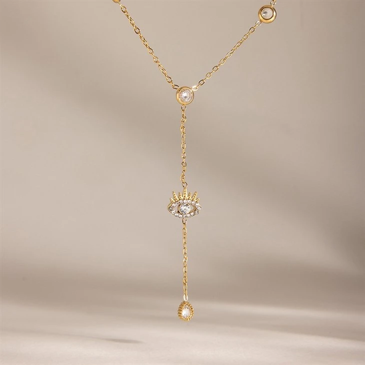 Evil Eye Y Drop CZ Necklace best