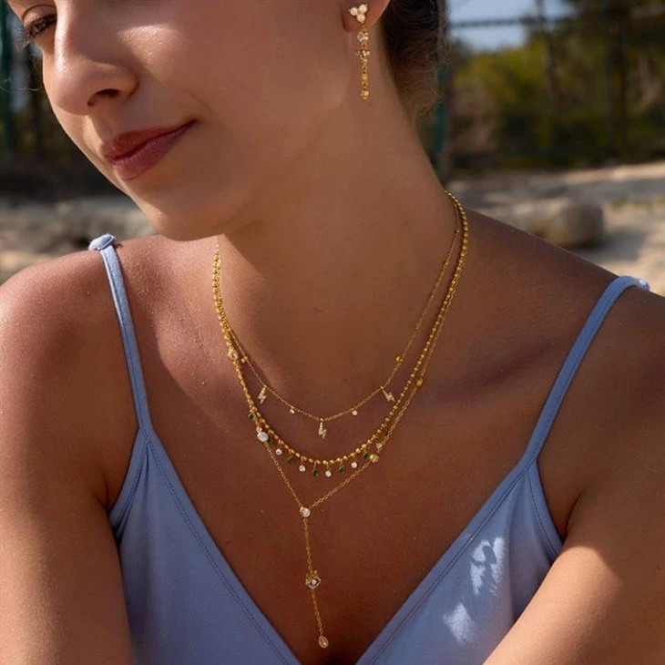 Evil Eye Y Drop CZ Necklace