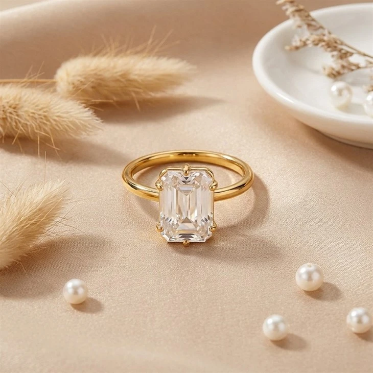 Emerald Cut CZ Solitaire Ring suppliers