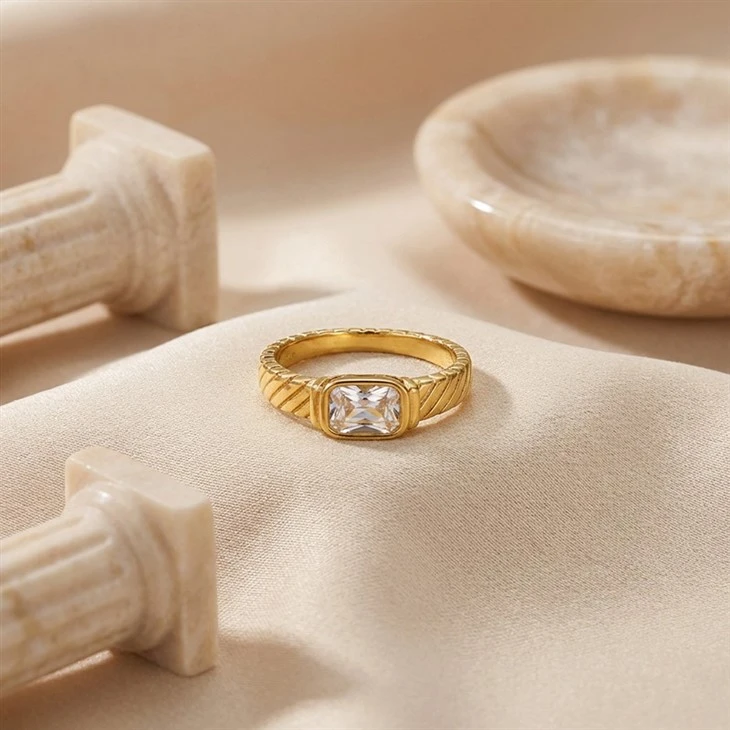 Emerald Cut CZ Solitaire Ring price