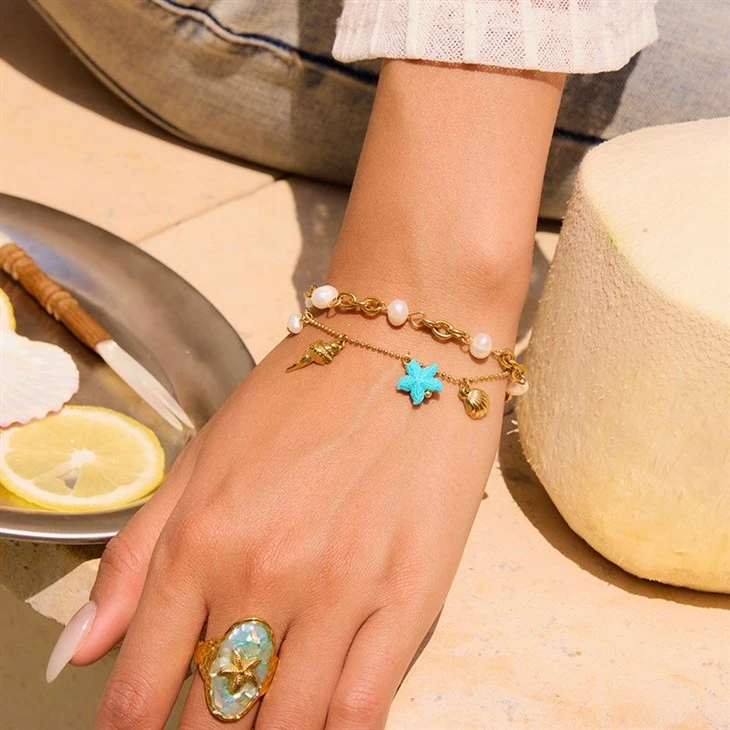 Enamel Starfish Open Ring factory