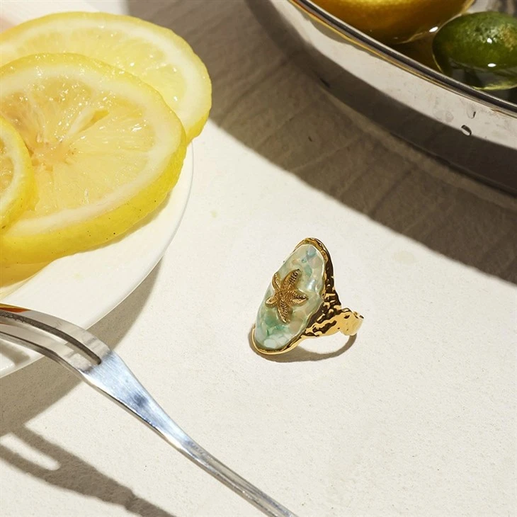 Enamel Starfish Open Ring high quality