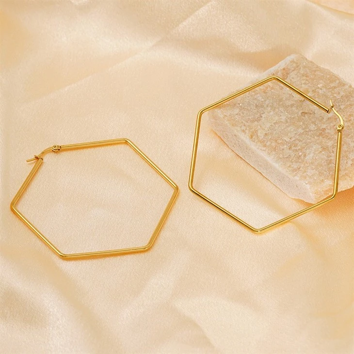 Geometric Hexagon Click‑Top Hoop Earrings best