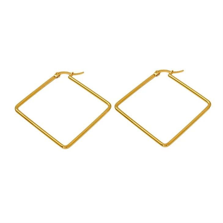 Geometric Square Click‑Top Hoop Earrings