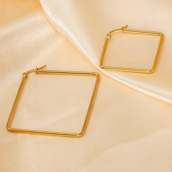 Geometric Square Click‑Top Hoop Earrings high quality