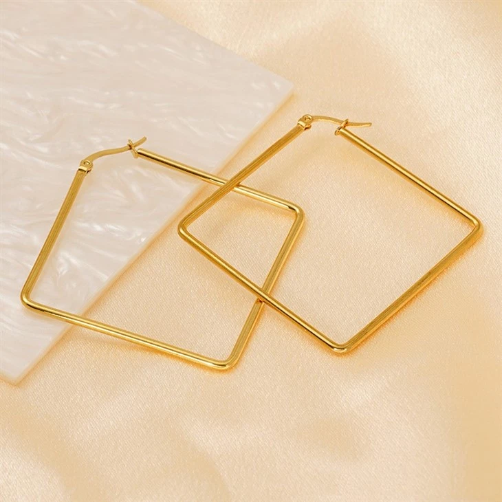 Geometric Square Click‑Top Hoop Earrings factory