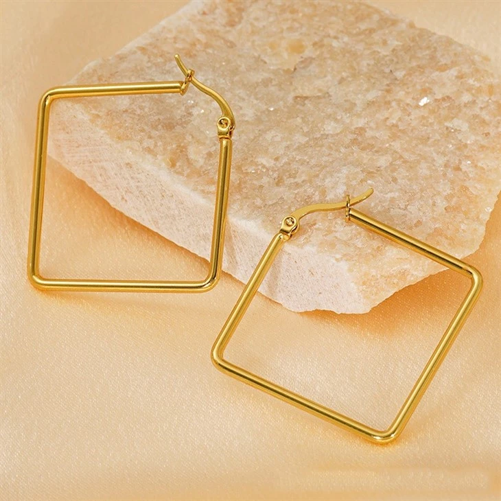 Geometric Square Click‑Top Hoop Earrings price