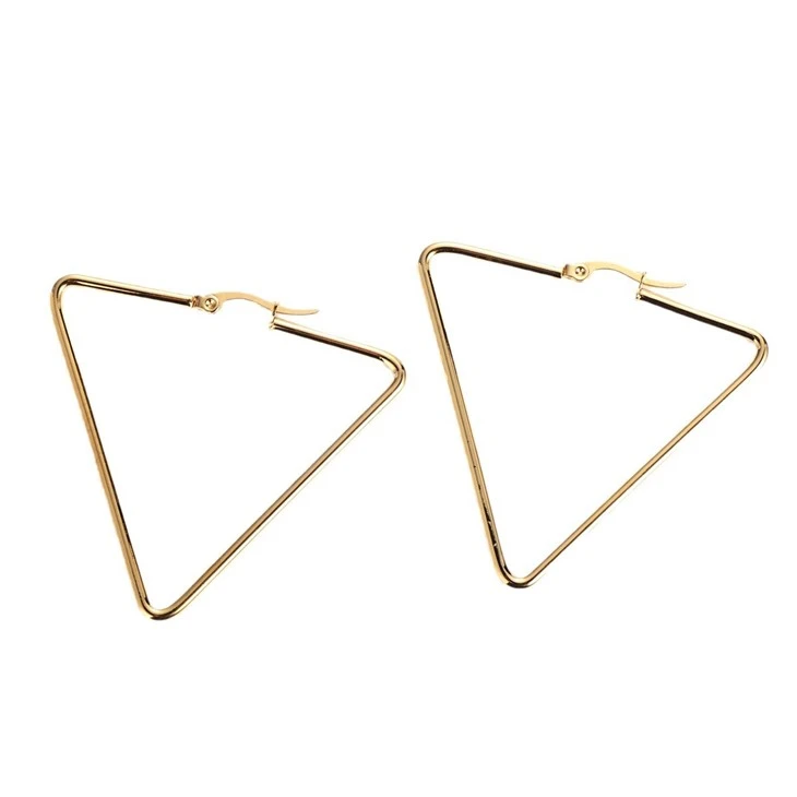 Geometric Triangle Click‑Top Hoop Earrings