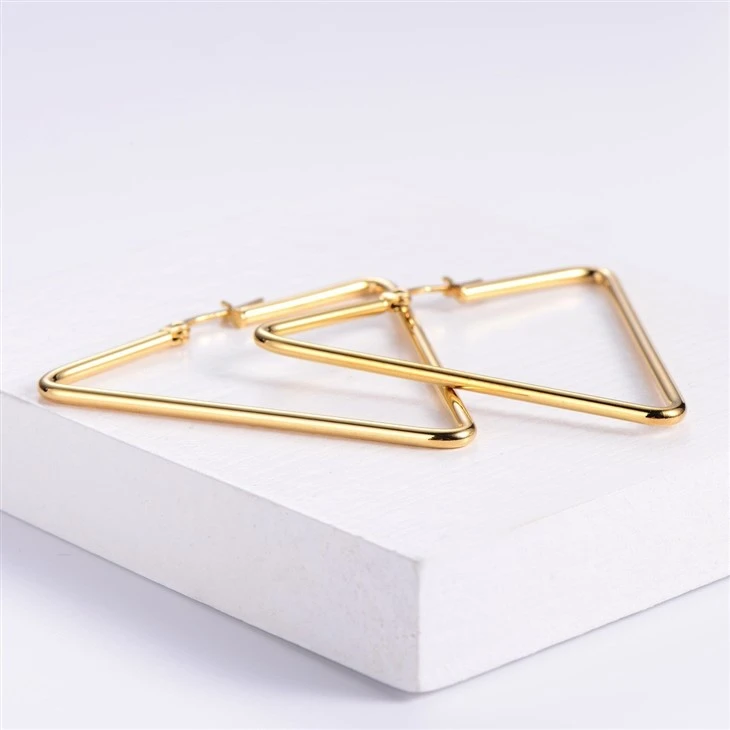 Geometric Triangle Click‑Top Hoop Earrings high quality