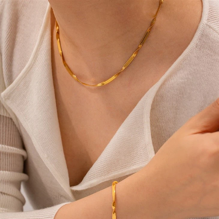 Gold Plated Herringbone Bracelet