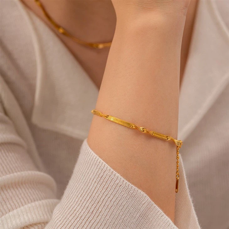 Gold Plated Herringbone Bracelet