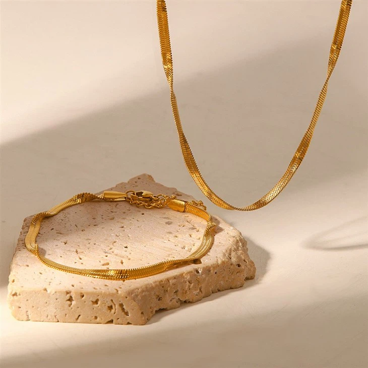 Gold Plated Herringbone Bracelet