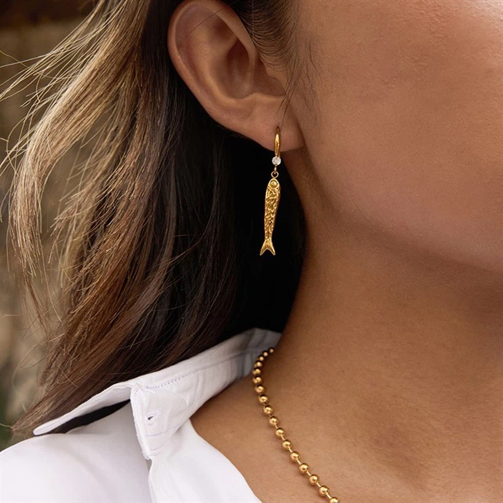 Hammered Fish Drop Earring suppliers