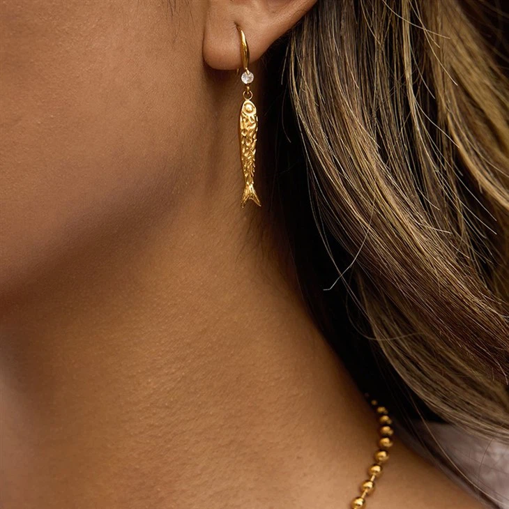 Hammered Fish Drop Earring best