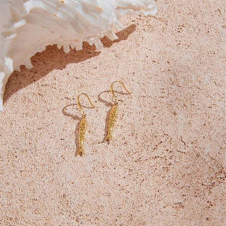 Hammered Fish Drop Earring factory