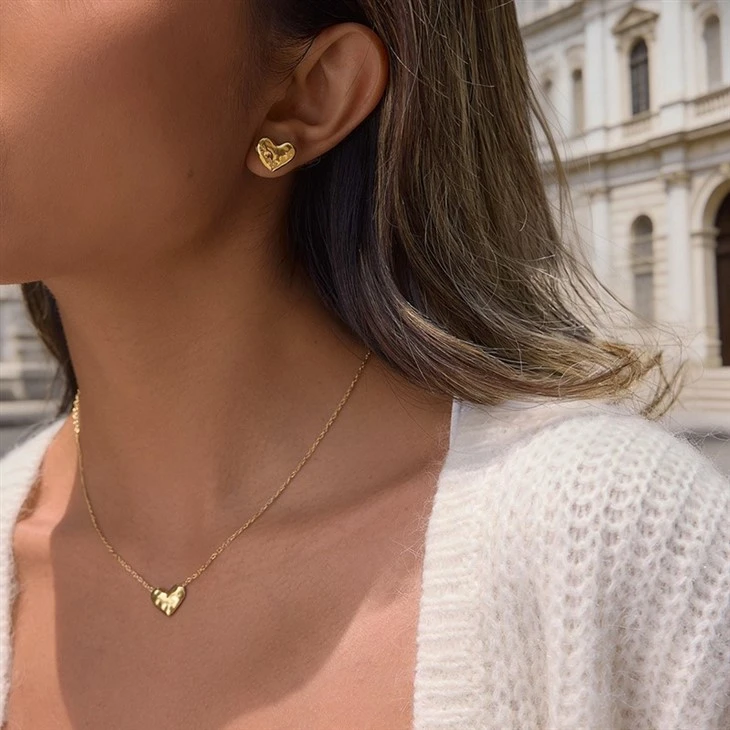 Hammered Texture Double Heart Necklace best