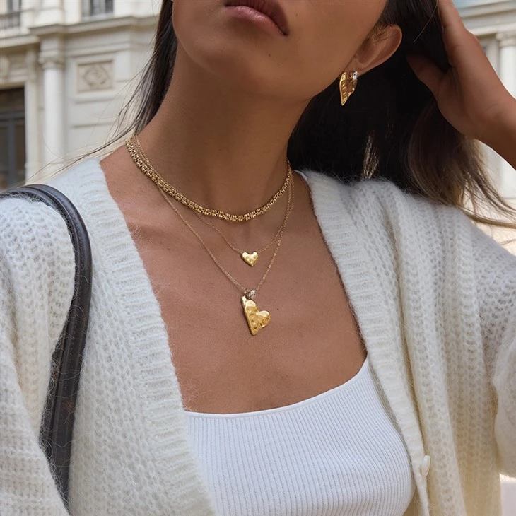 Hammered Texture Double Heart Necklace factory