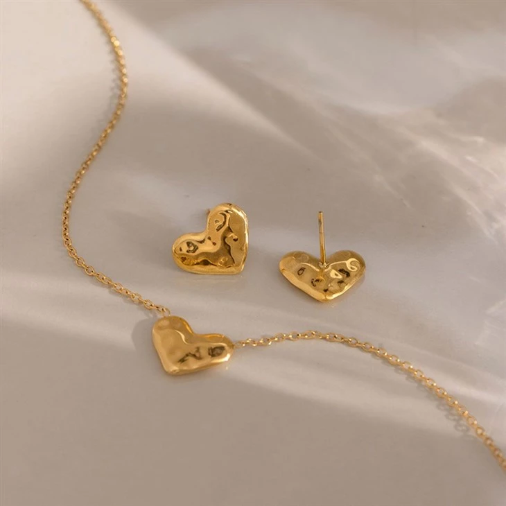 Hammered Texture Double Heart Necklace price