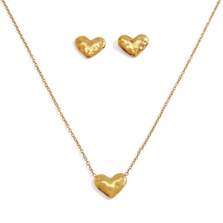 Hammered Texture Double Heart Necklace manufacturers