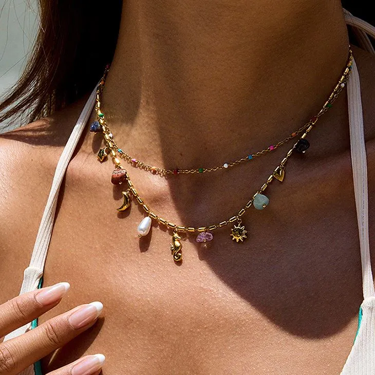 Hippocampus Multi Charm Layered Necklace