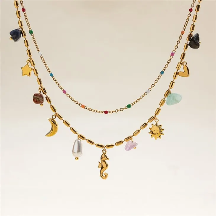 Hippocampus Multi Charm Layered Necklace factory