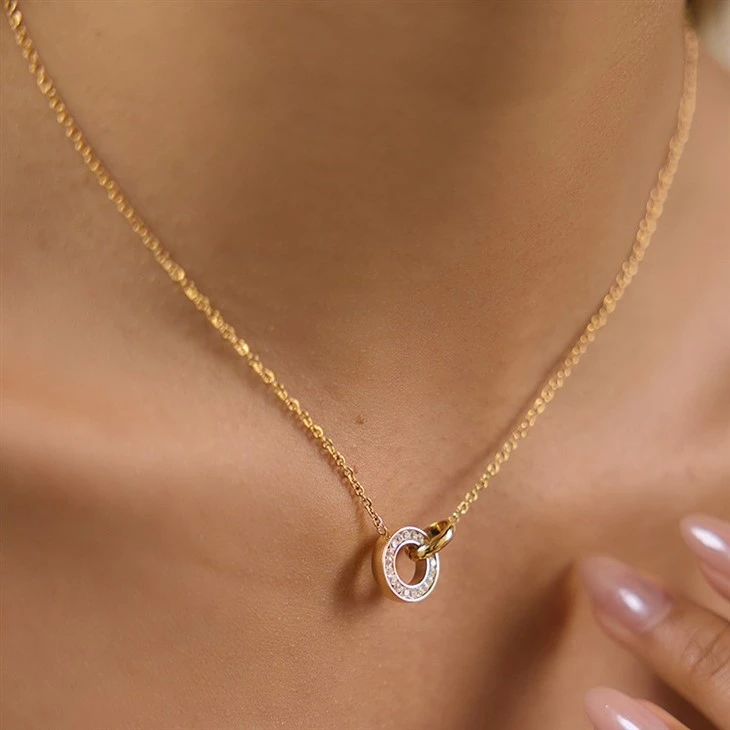 Hollow Circle CZ Necklace suppliers