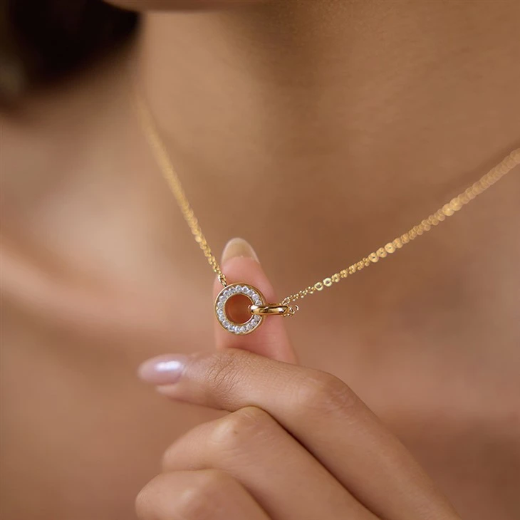 Hollow Circle CZ Necklace