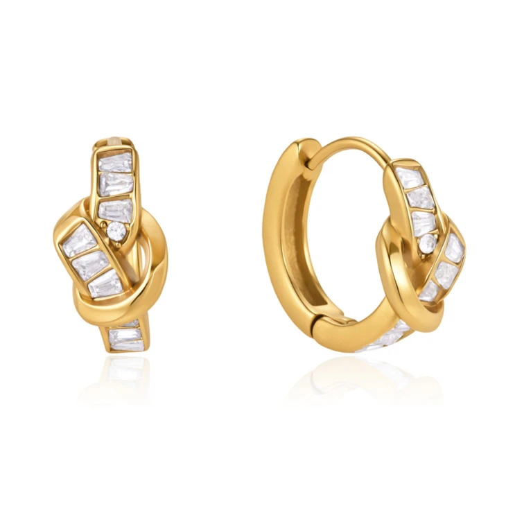 Interlocked Baguette Huggie Earring