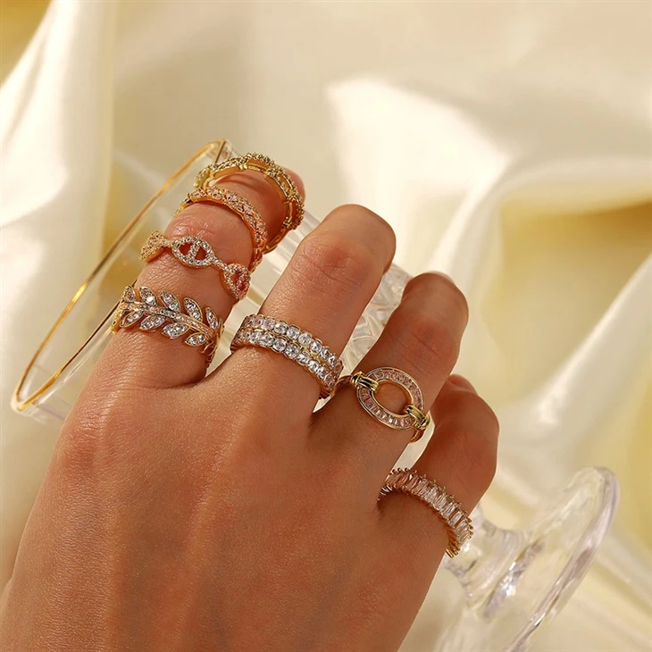 Interlocked Chain Link CZ Open Ring