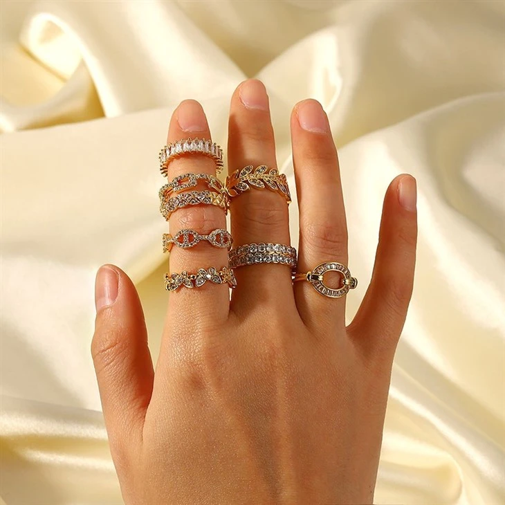 Interlocked Chain Link CZ Open Ring factory