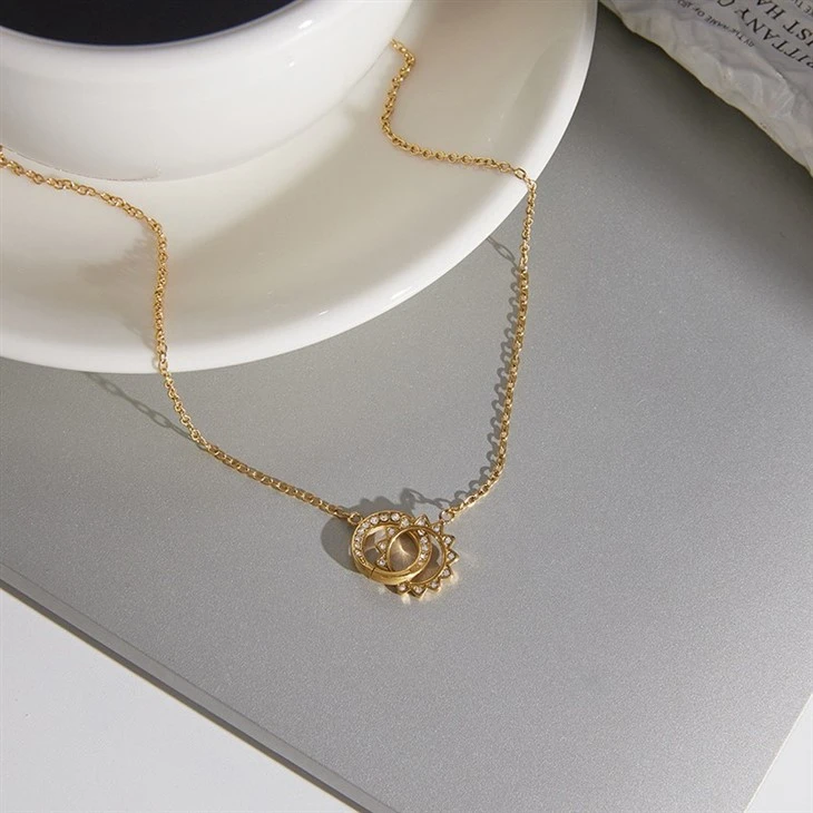 Interlocked Sun Double Ring Necklace best