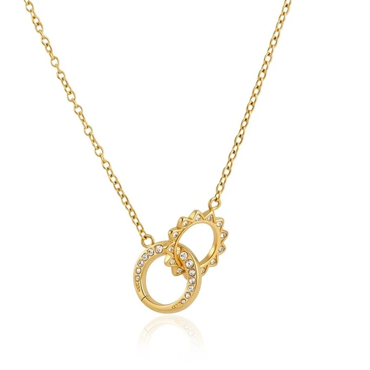 Interlocked Sun Double Ring Necklace suppliers