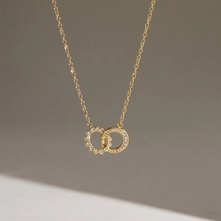 Interlocked Sun Double Ring Necklace price