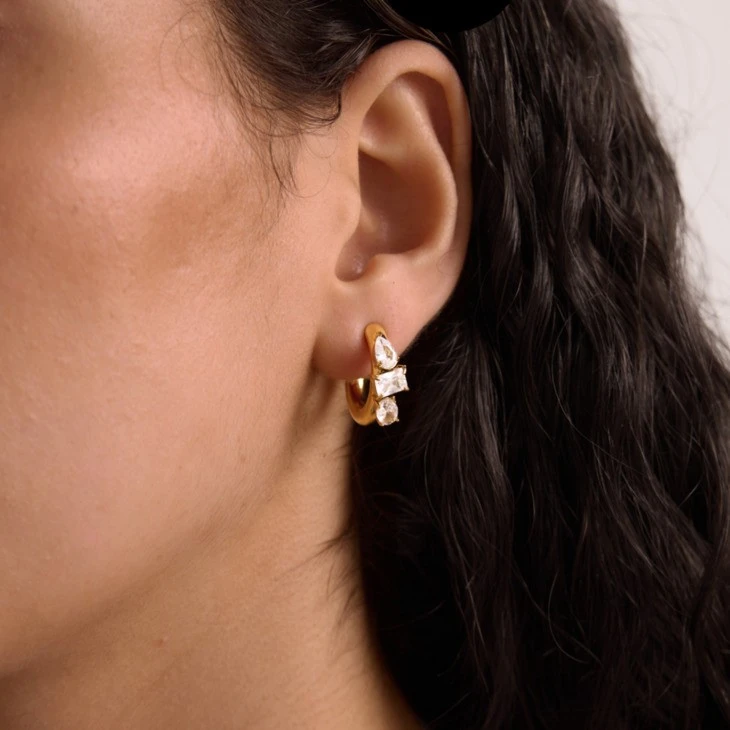 Irregular CZ C Hoop Stainless Earrings best