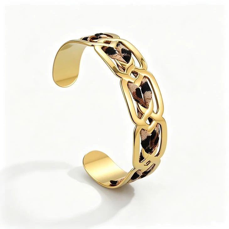 Leopard Scarf Chain Cuff Bangle