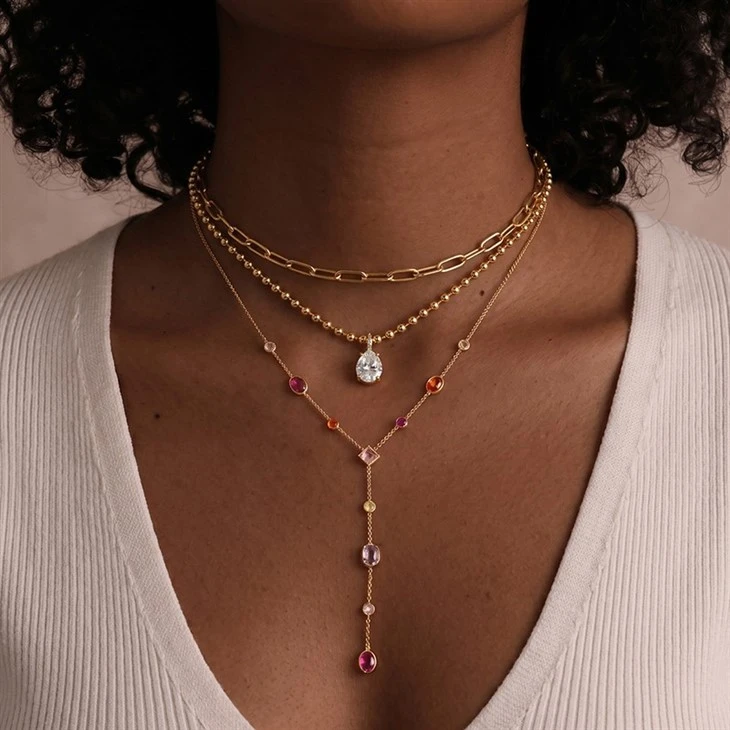 Long Y Shape Multicolor CZ Drop Necklace best