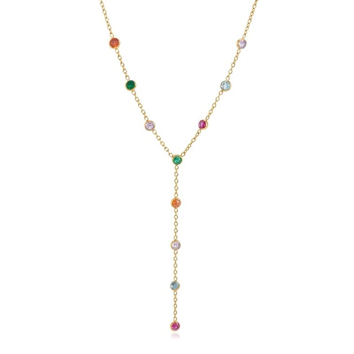Long Y Shape Multicolor CZ Drop Necklace suppliers