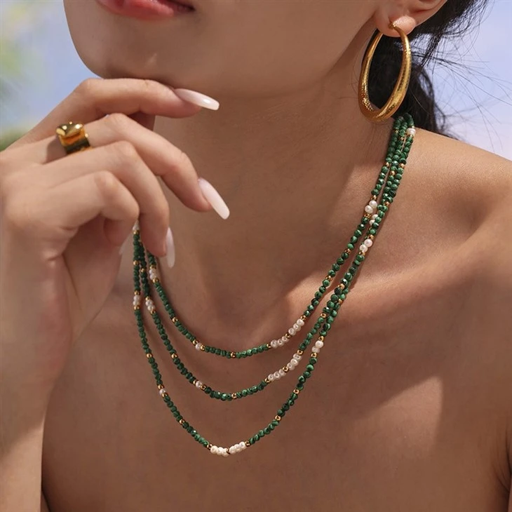 Malachite Freshwater Pearl Necklace high quality