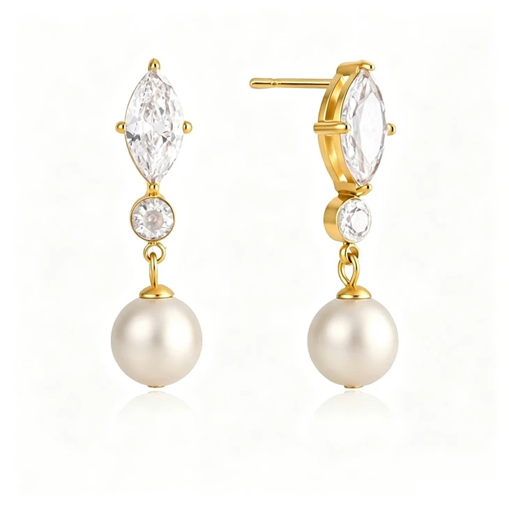 Marquise CZ Pearl Drop Earring