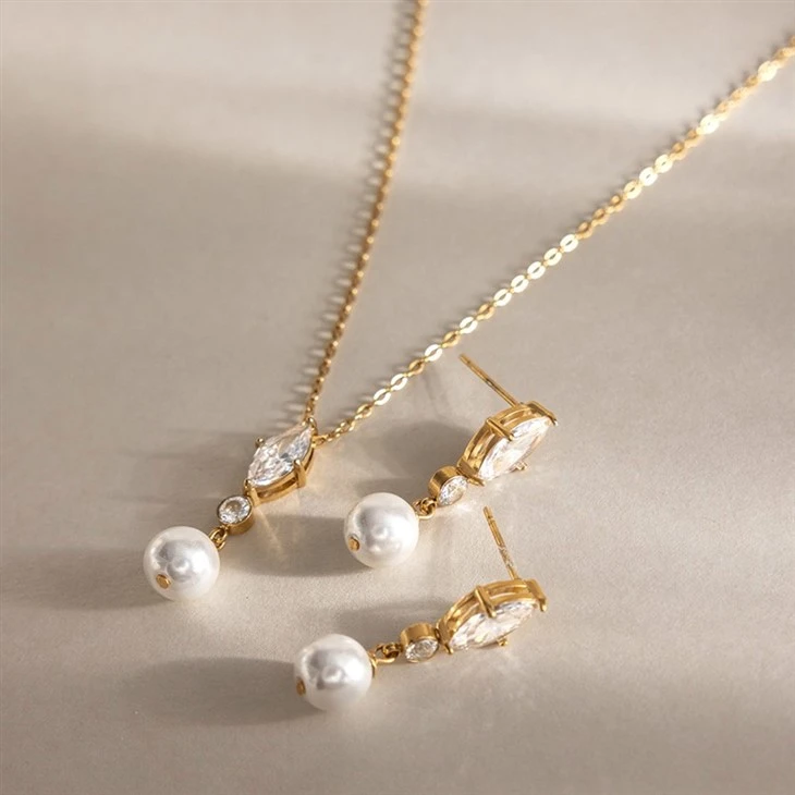 Marquise CZ Pearl Drop Earring factory
