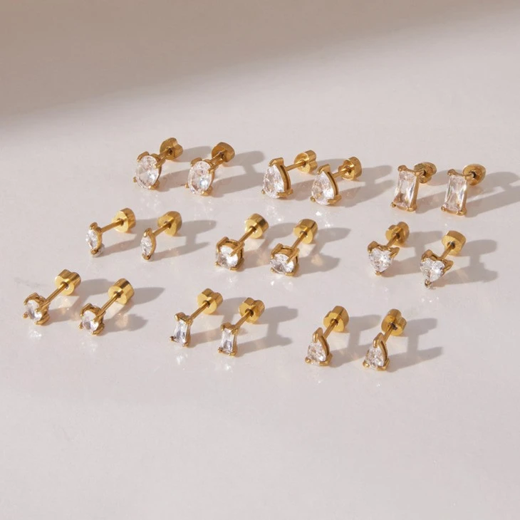 Mixed Cut CZ Stud Earring Set price