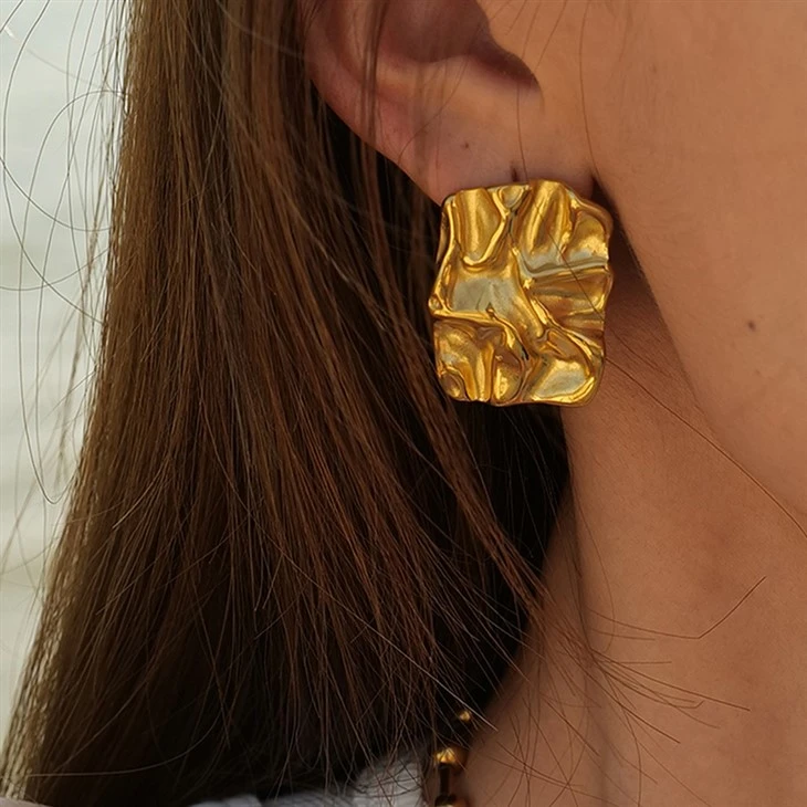 Molten Textured Statement Stud Earrings