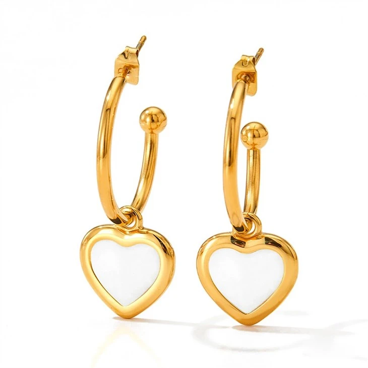 Mother Of Pearl Heart C Hoop