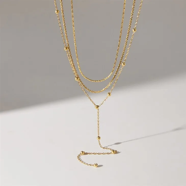 Multi Layer Beaded Y Drop Necklace high quality