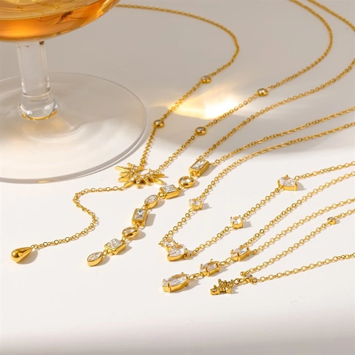 Multi Shape CZ Y Shaped Drop Necklace suppliers
