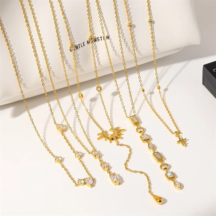 Multi Shape CZ Y Shaped Drop Necklace factory